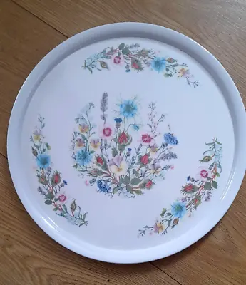 Aynsley Wild Tudor Melamine Serving Tray Round Floral Flowers 33cm Diameter • £5.95