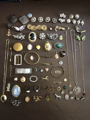 £231 • Buy Joblot Rare Vintage / Antique Costume Jewellery Silver 9ct Trifari Opal Ruskin E