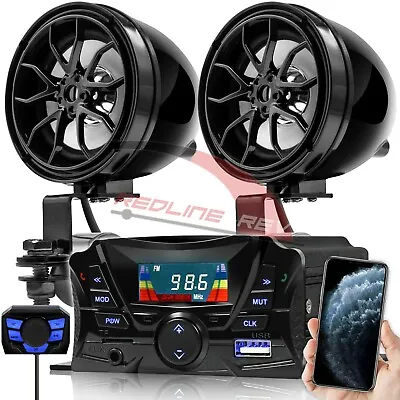 Refurbished Bluetooth Motorcycle Audio Stereo 2 Speakers Radio System AUX USB SD • $37.99