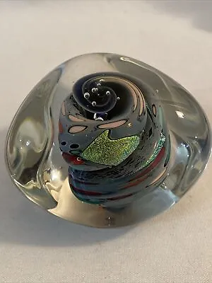 Vintage Rollin Karg GEOMETRIC GLASS PAPERWEIGHT VGC Small Chip On Bottom • $49.99