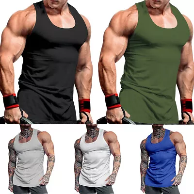 Mens Sleeveless Tops Vest Tees Tank Bodybuilding Muscle Gym Fitness T-Shirt ✧ • $2.59