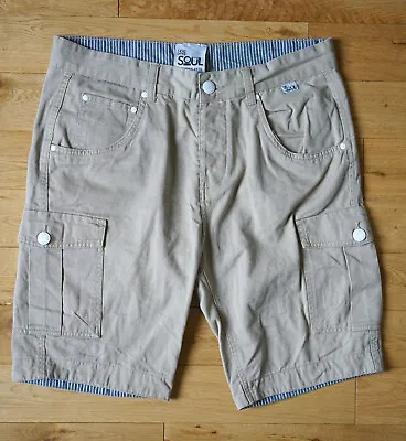Men's Five Five 55 Soul Beige Cargo Shorts Cotton Size M W36 Casual Summer • £14.99