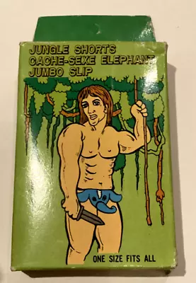 New Old Stock 70's Mankini Original Sexy Sex Mens Underwear Elephant Jungle • £7.99