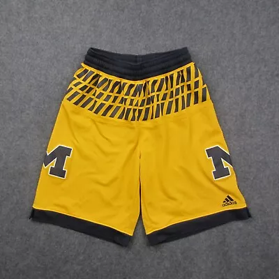 Michigan Wolverines Basketball Shorts Mens Small Yellow Adidas 2016 Game • $25.95