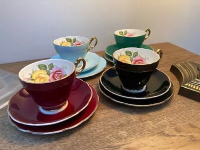 1950's Edwardian Vintage Part Tea Set By Edwards & Lockett - Four Cups & Saucers • £40