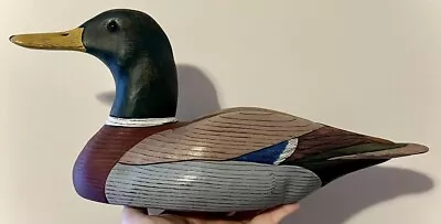 Bob Boulware Mallard Drake Duck Decoy Nice Detail Sugar Pine Glass Eyes Signed • $29.99