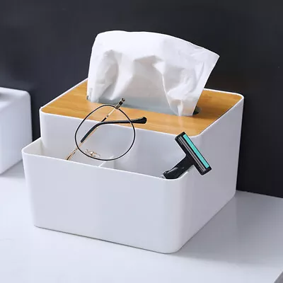 $14.26 • Buy Tissue Box Holder Storage Box Tissue Boxes Bamboo Cover Toilet Paper Box Napkin