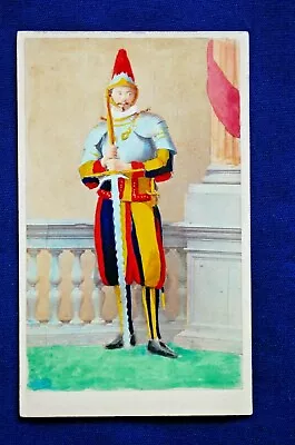 CDV Hand-Painted Image Of Vatican Swiss Guardsman • $28.99