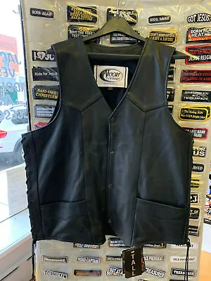 Men's Tall Classic Leather Motorcycle Vest Size Large Tall  0331.TL • $109.95