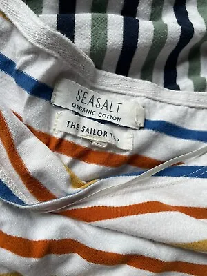 £8.50 • Buy Seasalt Two Stripe Jersey Sailor Tops -T-Shirts -Size 20 Organic Cotton