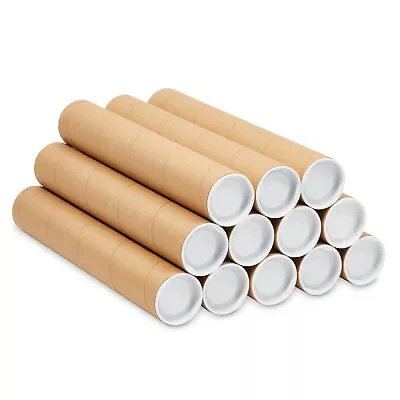 12 Pack Mailing Tubes 2x12 Inch Round Cardboard Mailers With Caps For Posters • $24.49