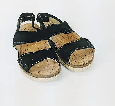 La Plume Black Nubuck Leather Woman’s Slides Sandals Sz 38 US 8 Shoes • $34.99