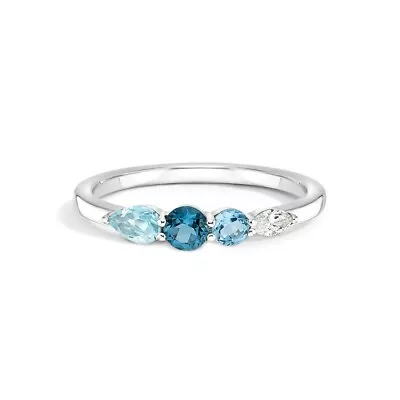 Multi Topaz Ring In 925 Sterling Silver 4 Stone Stackable Everyday Ring For Her • $83