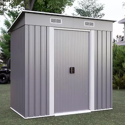 6' X 4' Outdoor Metal Storage Shed Galvanized Steel Tool Garden Shed For Patio • $213.64