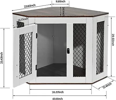 Furniture Corner Wooden Dog Crate Kennel Indoor Dog Cage For Medium Large Dogs • $169