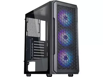 DIYPC S3-BK-ARGB Black USB3.0 Steel/ Tempered Glass ATX Mid Tower Gaming Compute • $54.99