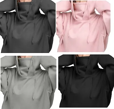 Mens Womens Sports Hoodie Sweatshirt Face Covering Mask Pullover Gym Fitness • £13.95