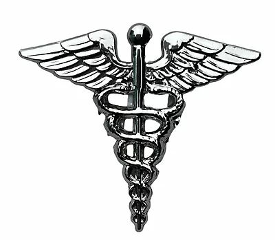 Hospital Caduceus Doctor Nurse Medical Silver Tone Hat Lapel Pin EE12002 F1D11C • $11.79