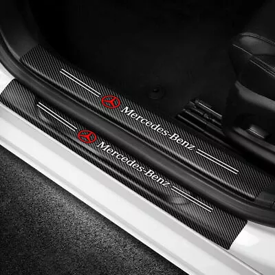New 4PCS Carbon Fiber Car Door Plate Sill Scuff Cover Sticker For Mercedes Benz • $11.88