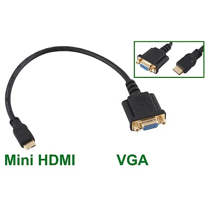 1080P Mini HDMI Male To DB15 VGA 15Pin Female Video AV Adapter Cable HDTV PC 1FT • $3.99