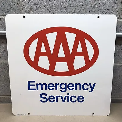 Vintage 1983 AAA Emergency Service Double Sided 18” Hanging Metal Sign Gas Oil • $199.99