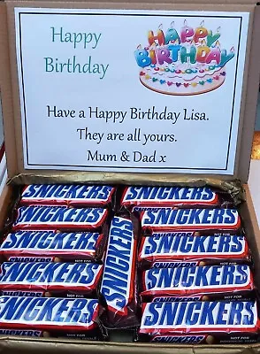 Personalised SNICKERS Chocolate Box Hamper Birthday Christmas Gift Present Treat • $13.06