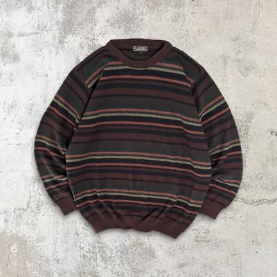 Vintage 90s Fisherman Chunky Knitted Striped Jumper Mens XL • £50