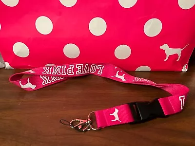 Victoria's Secret PINK Lanyard Keychain Pink & White NEW • $19.95