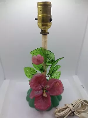  Vintage Murano Singer Venetian Lamp Slag Glass Flowers Pink  • $115.85