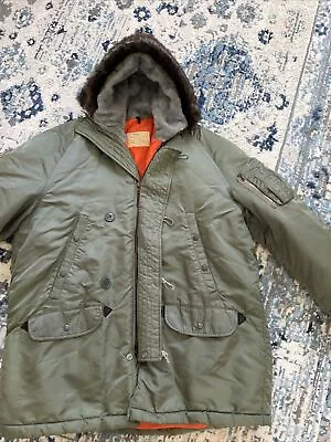 Vintage 60s N3B Arctic Parka Air Force Flight Coat Fur Hood XL 2XL Heavy • $149.95