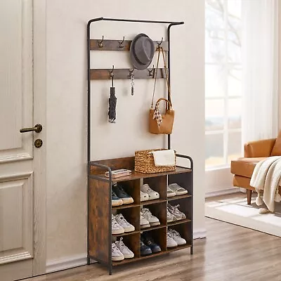 Hall Tree Entryway Hallway Furniture Coat Rack Mudroom W/Shoe Storage Cubbies • $89.99