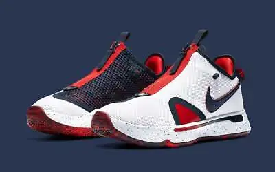 Nike PG 4 White  USA  Obsidian Red Blue Basketball Sneakers CD5079-101 Mens Size • $69.97