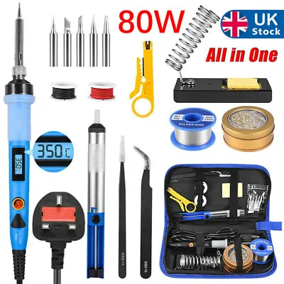 £17.98 • Buy Soldering Iron Kit Set 80W Solder Wire Tips Cleaner Welding Irons Stand Tools UK