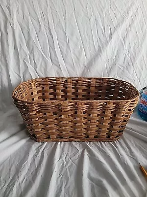 Vintage Wicker Oblong Bread Basket Heavy Bottom • $19.99