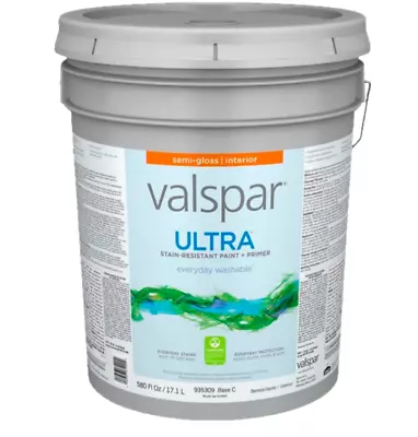 Valspar Ultra Interior Paint + Primer Semi Gloss Base C Stain Resistant 5-Gallon • $98.88