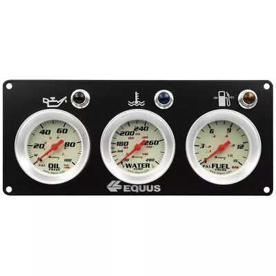 $129.99 • Buy Equus Triple Gauge Race Panel 2-5/8 White / Silver Bezel Equus E8401P