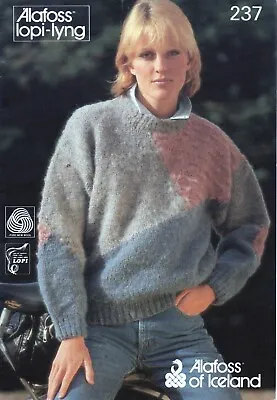 ~ Alafoss Of Iceland Knitting Pattern For Lady's Colourblock Sweater ~ 32  ~ 38  • £1.95