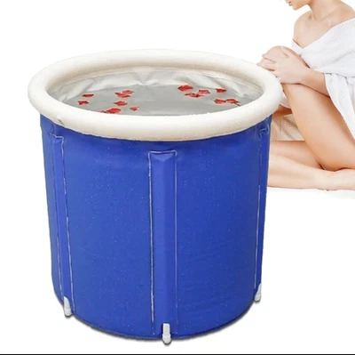 $26 • Buy Portable Bathtub Inflatable Water Tub Folding Adult Spa Bath Bucket Indoor Blue