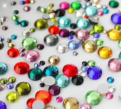 £2.99 • Buy 1000 Rhinestones Crystal Acrylic Flat Back Beads Gem Wedding Diamante Embellish 
