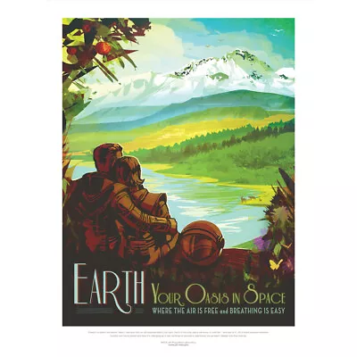 Earth Space Oasis NASA Space Tours Travel Canvas Wall Art Print Poster • £13.99