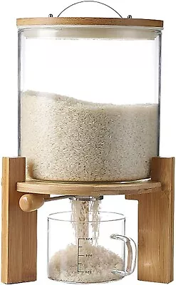 8L Glass Rice Dispenser With Stand - Creative Kitchen Container Organization • $195.25