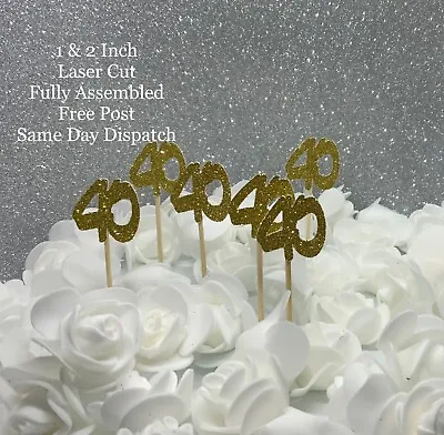 24 X 40th Birthday Cake Numbers Cupcake Toppers Personalised 40th Birthday Gold • £3.99