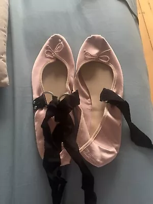 H&M Satin Ballet Pumps With Ribbons / Miu Miu Dupes • £21.99