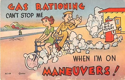 1944 Comic Risque PC-Soldier & Lady Ride Bicycle For 2-Gas Rationing Can't Stop • $4.99