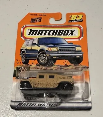 Matchbox #53 Humvee With MB 2000 Logo On Back Tan With Mud Spatter New On Card • $4.99