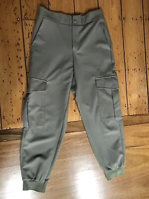 Zara Khaki Sage Cropped Cargo Pants Joggers High Rise XS 26 8 Elasticated Waist • $18