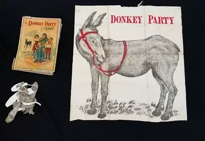 1901 BOXED McLoughlin CLOTH  Donkey Party Game 24  X 25  BOX IS ROUGH NO # 18 • $39.99