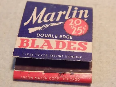 Vtg 1940s 50s Marlin Firearms Co Matchbook Razor Blades Advertising Rifle • $9.95