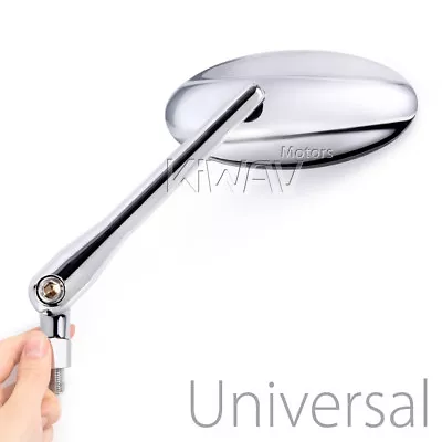 KiWAV Motorcycle Mirror ULTRA Chrome Oval CNC Aluminum 10mm 5/16  Fitting ε • $65