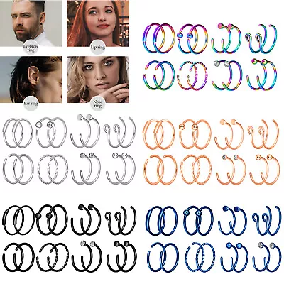 Pair 20G C-Shape Nose Ring 316L Steel Lip Cartilage Helix Tragus Hoop Earrings • $5.99